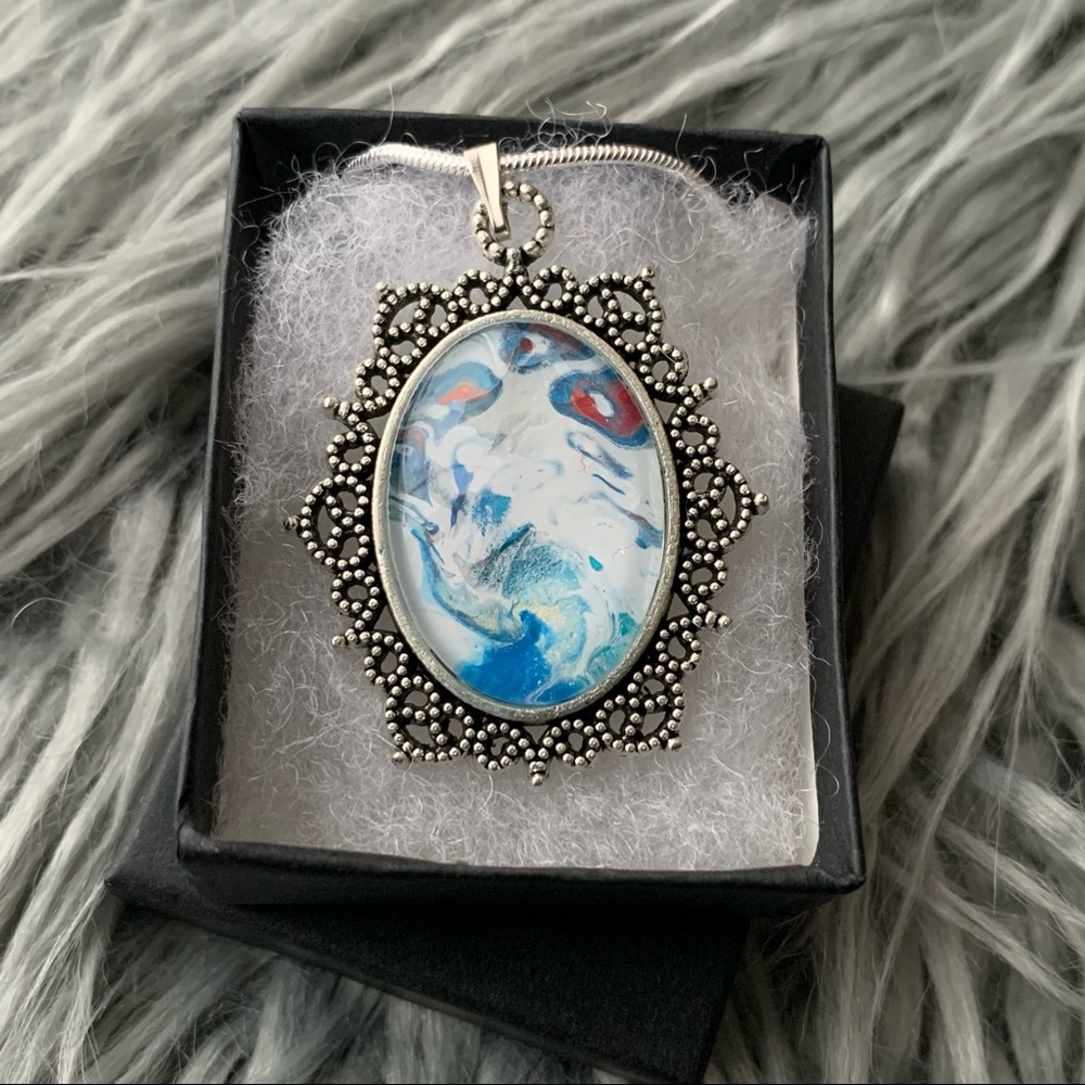 Handmade Fluid Art Necklace- Solar View